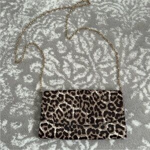 Nordstrom real calf hair leather Leopard Print Chain Shoulder Bag